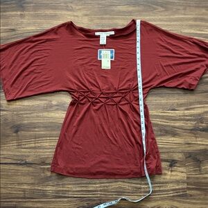 Women's Rust Smocked Waist Short Sleeve Top